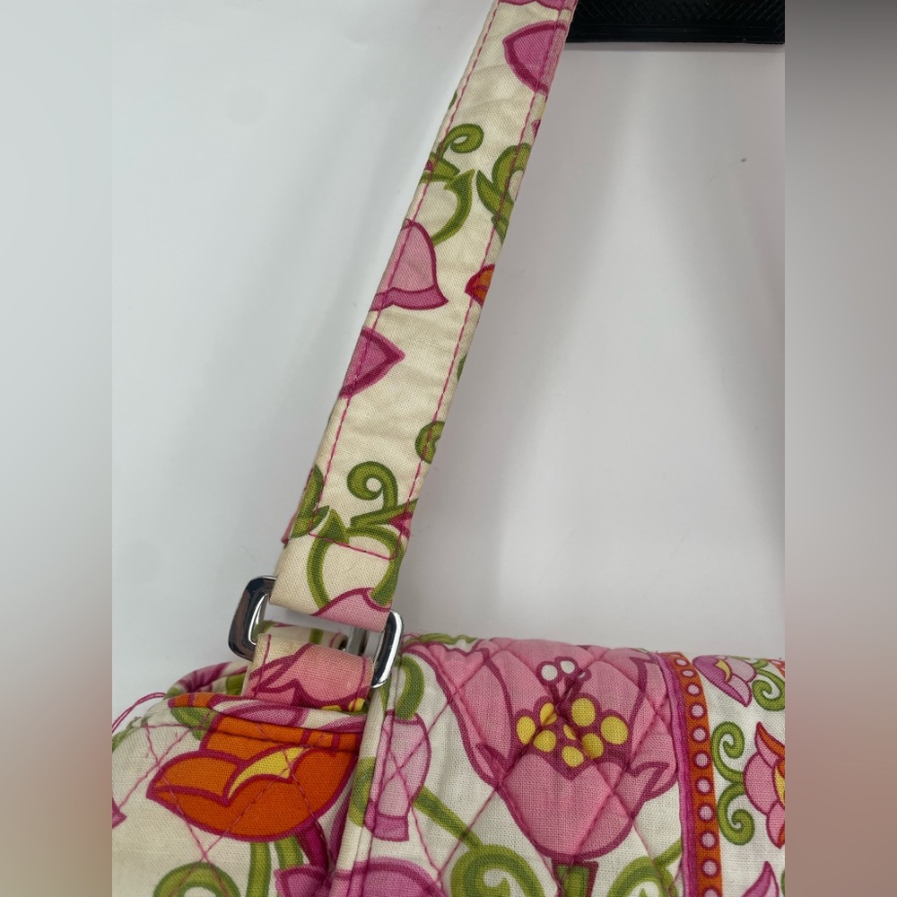 Vera Bradley Pink Floral “Lilli Belle” Y2K Double Handle Quilted Shoulder Bag - Picture 9 of 14